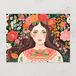 Bulgarian Postcard Woman Cute Motif
