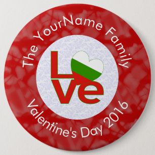 Bulgarian Red LOVE Flag Personalised 6 Cm Round Badge