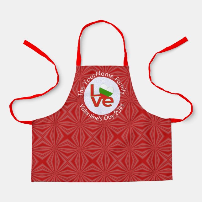 Bulgarian Red LOVE Flag Personalised  Apron (Front)