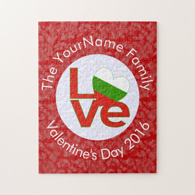 Bulgarian Red LOVE Flag Personalised  Jigsaw Puzzle (Vertical)