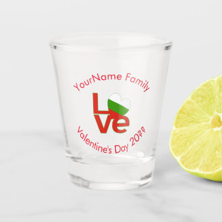 Bulgarian Red LOVE Flag Personalised  Shot Glass
