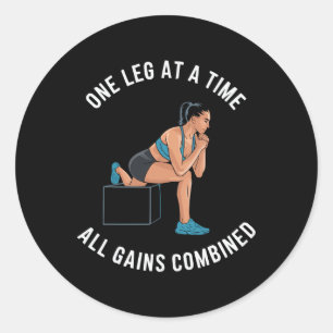 Bulgarian Squat Exercise Bodybuilding Fitness Work Classic Round Sticker