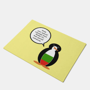 Bulgarian Talking Ms. Penguin Personalised Doormat