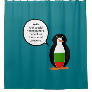 Bulgarian Talking Ms. Penguin Personalised  Shower Curtain