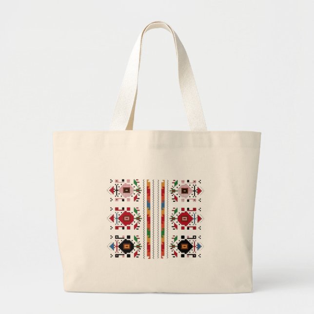Bulgarian traditional folk motif large tote bag (Front)