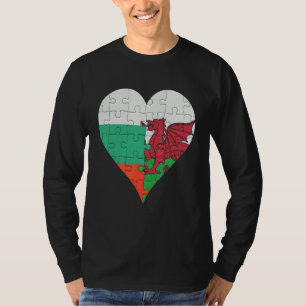 Bulgarian Welsh Flag Heart T-Shirt