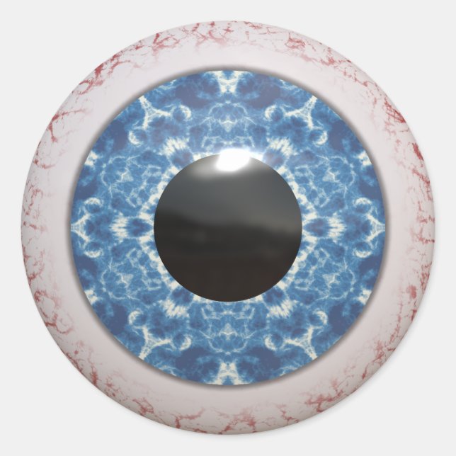 Bulging Bloodshot Blue Eye Classic Round Sticker (Front)