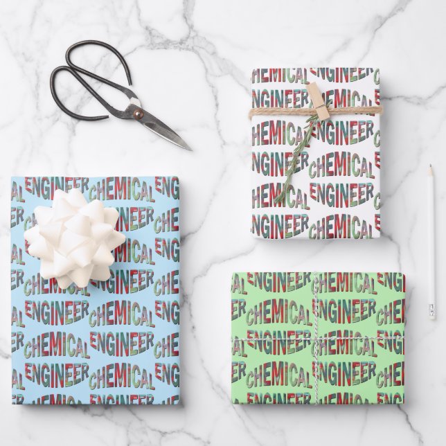 Bulging Chemical Engineer Text Wrapping Paper Sheet (Front)