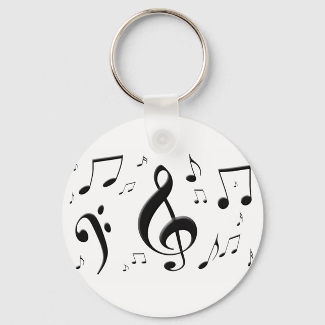 Bulging Music Notes Keychain (Front)