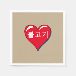 bulgogi in red heart -khaki napkin