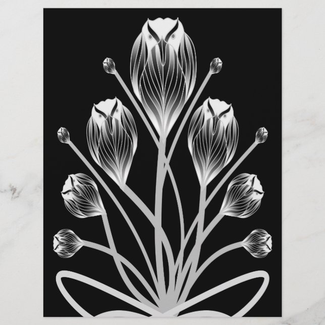 Bulk B&W Tulip Owlsprey H&S Scrapbook Pages (Front)