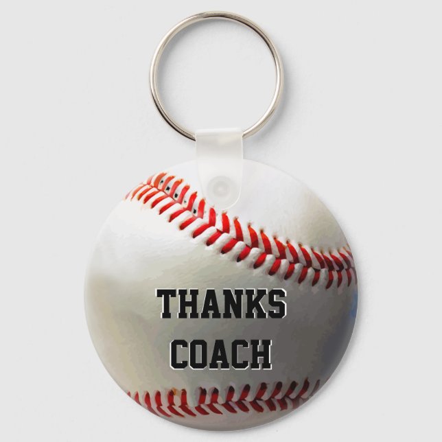 Bulk Baseball Coach Keychains. Thanks Coach Key Ring (Front)