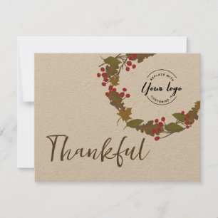 Bulk Thankful leaves business logo thanksgiving  Thank You Card