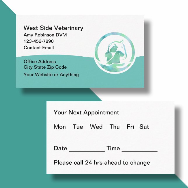 Bulk Veterinary Appointment Business Cards Modern (Creator Uploaded)