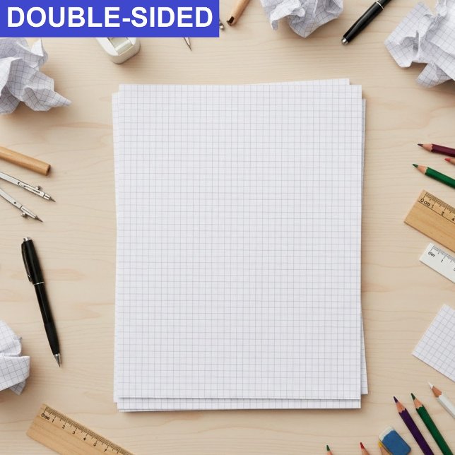 Bulk White Blank Ruled Grid Papers (Inch Squares) Custom Letterhead (simple grid paper for classrooms, Graph paper with gray lines, Inch square ruled paper bulk)
