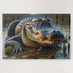 Bull Alligator in Swamp Jigsaw Puzzle