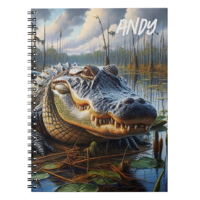 Bull Alligator in Swamp Spiral Photo Notebook (Front)