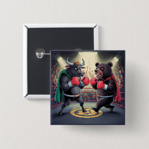 Bull and Bear 15 Cm Square Badge