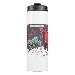Bull and Bear Day Traders Gift Thermal Tumbler