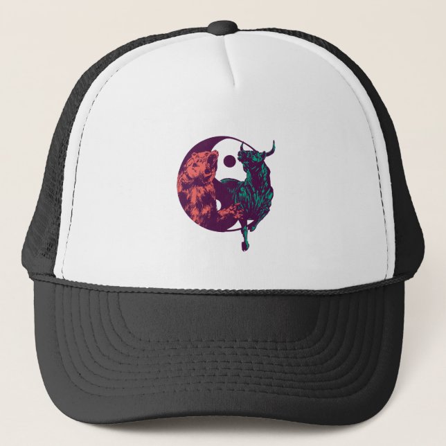Bull and Bear Day Traders Gift Trucker Hat (Front)