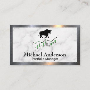Bull and Bear Logo   Candle Stick Graph   Stocks Business Card