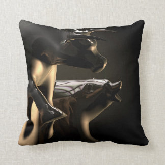 Bull And Bear Market Statues Cushion