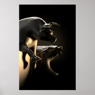 Bull And Bear Market Statues Poster