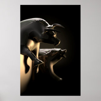 Bull And Bear Market Statues Poster