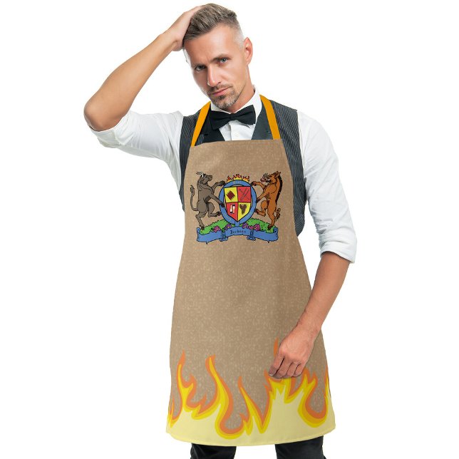 Bull and Boar Rampant BBQ Coat of Arms Apron (Creator Uploaded)