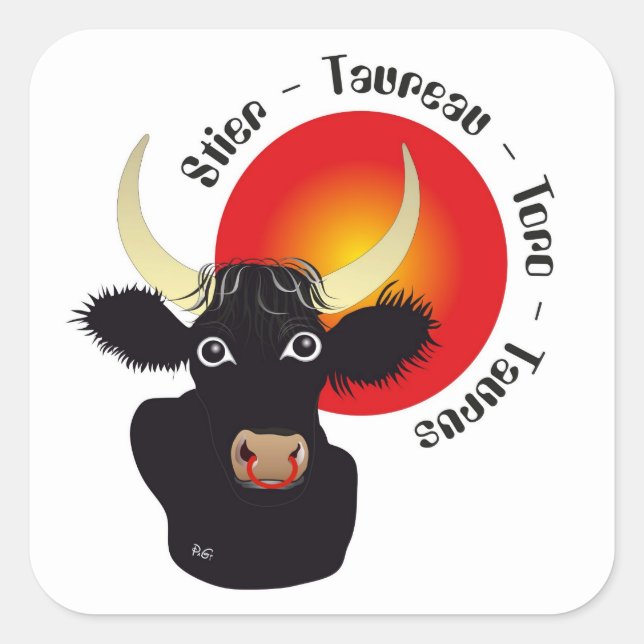 Bull - Animal circle Square Sticker (Front)
