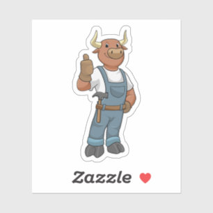 Bull as Handyman with Hammer