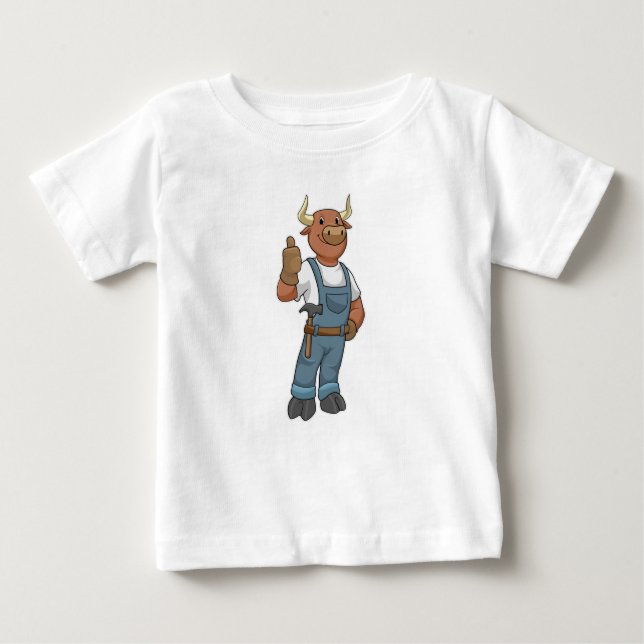 Bull as Handyman with Hammer Baby T-Shirt (Front)