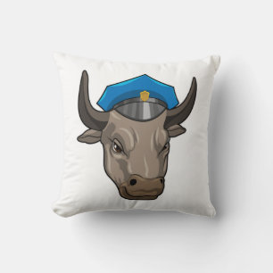 Bull as Police officer Police Cushion
