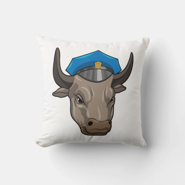 Bull as Police officer Police Cushion (Front)
