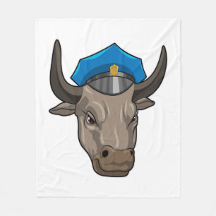 Bull as Police officer Police Fleece Blanket
