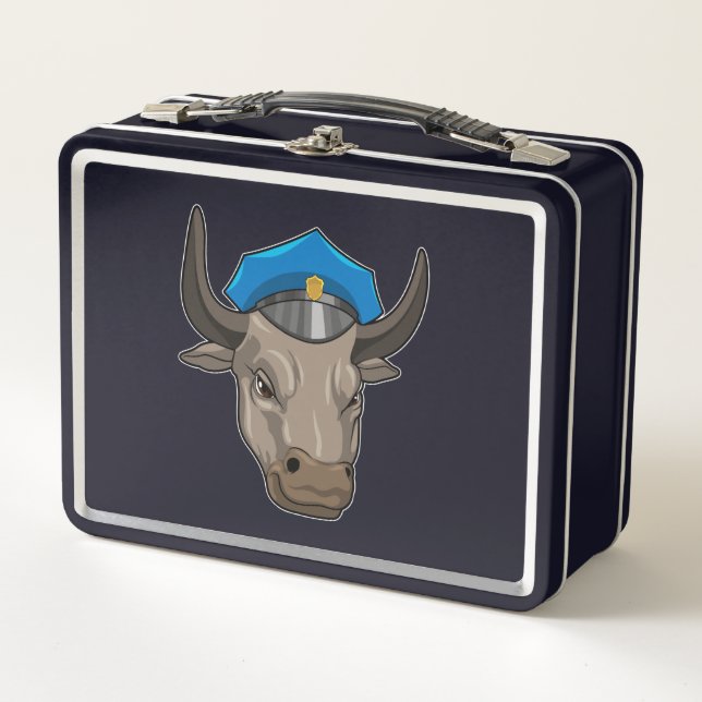 Bull as Police officer Police Metal Lunch Box (Front)