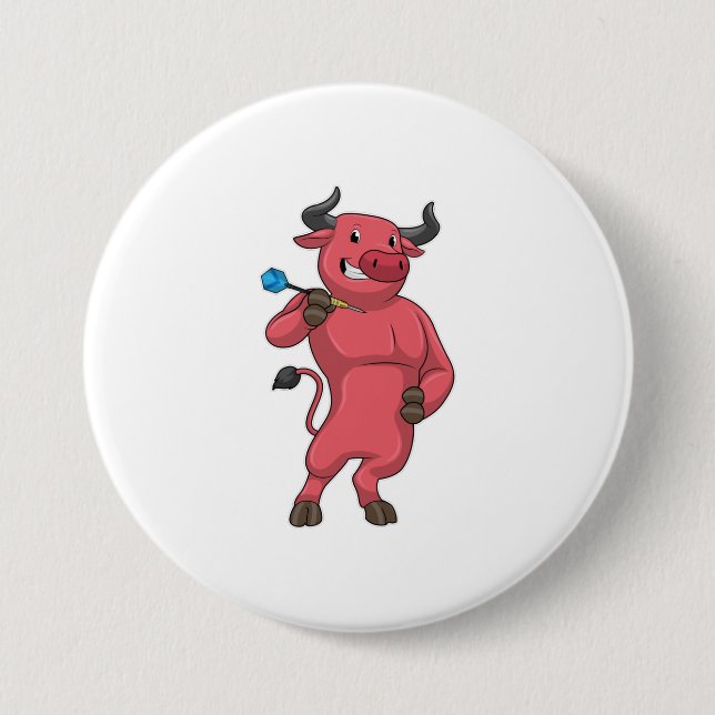 Bull at Darts with Dart 7.5 Cm Round Badge (Front)