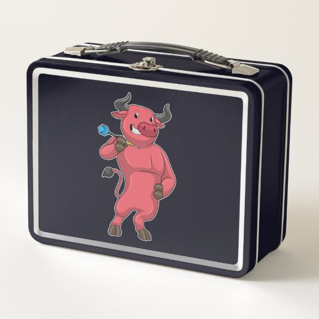 Bull at Darts with Dart Metal Lunch Box (Front)