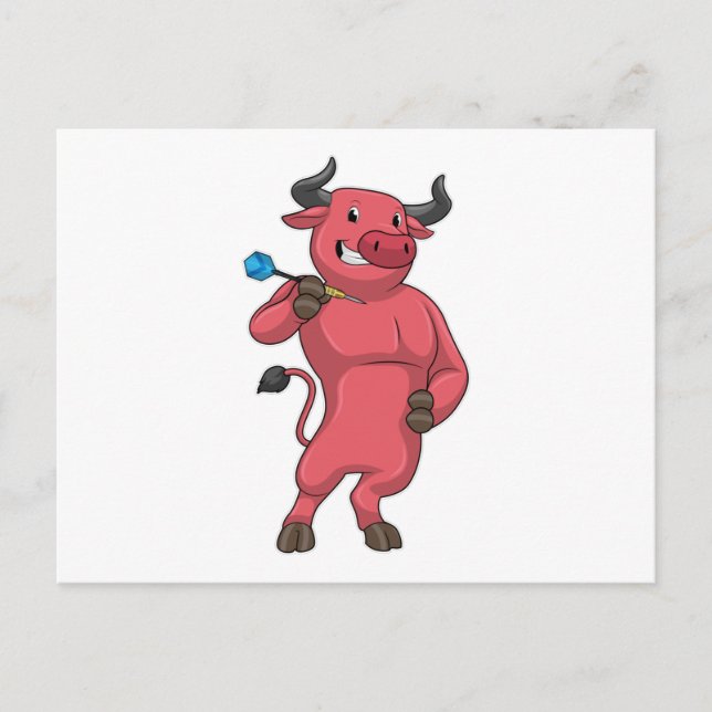 Bull at Darts with Dart Postcard (Front)