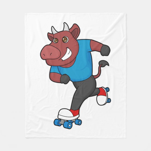 Bull at Inline skating with Roller skates Fleece Blanket (Front)