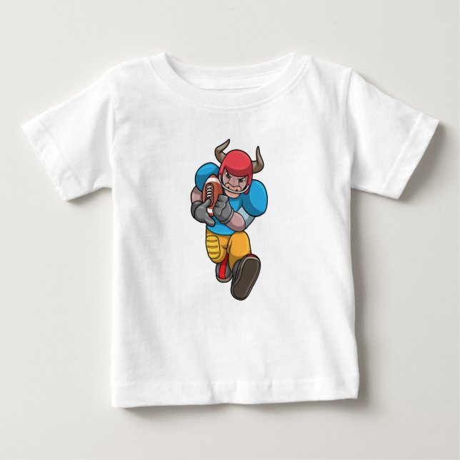 Bull at Sports with Football & Helmet Baby T-Shirt (Front)