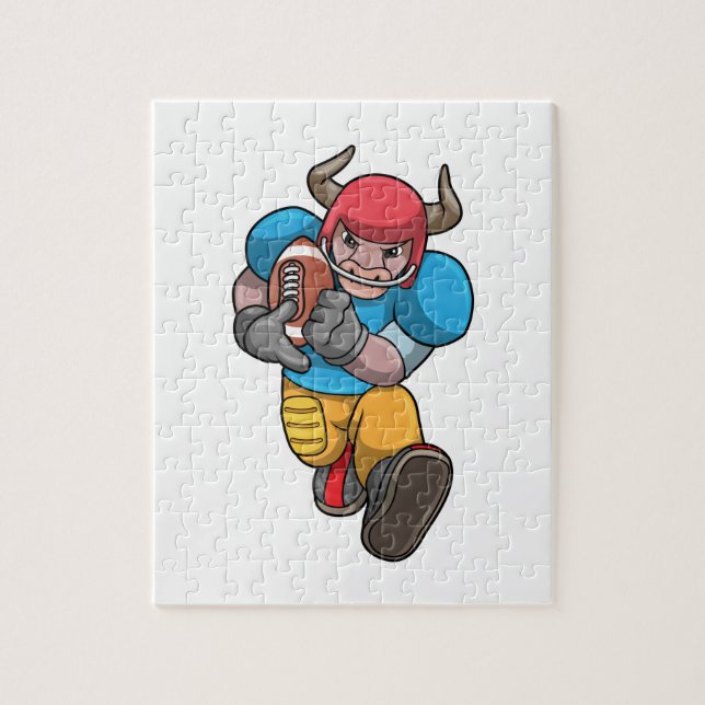 Bull at Sports with Football & Helmet Jigsaw Puzzle (Vertical)