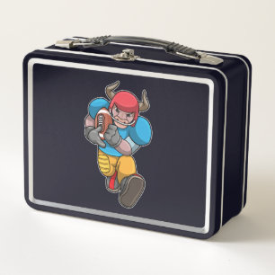Bull at Sports with Football & Helmet Metal Lunch Box