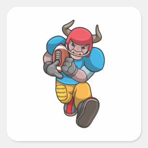 Bull at Sports with Football & Helmet Square Sticker