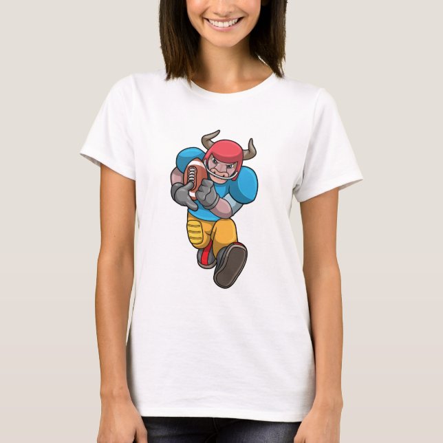 Bull at Sports with Football & Helmet T-Shirt (Front)