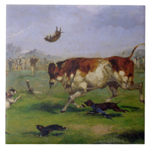 Bull Baiting (oil on paper laid on panel) Ceramic Tile