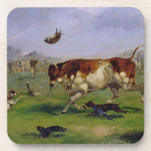 Bull Baiting (oil on paper laid on panel) Coaster