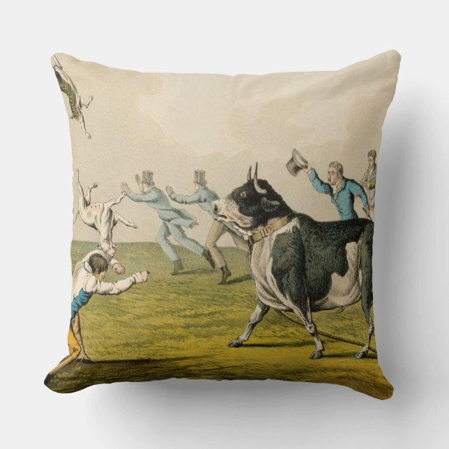 'Bull Baiting', pub. by Thomas McLean, 1820, (prin Cushion (Front)