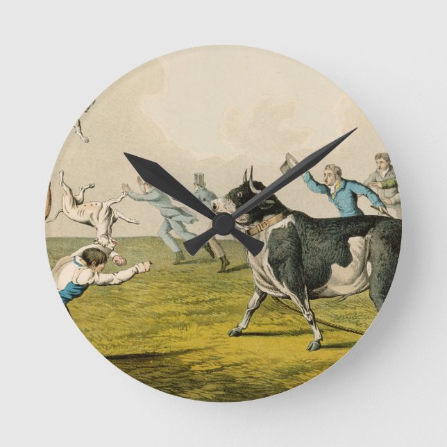 'Bull Baiting', pub. by Thomas McLean, 1820, (prin Round Clock (Front)