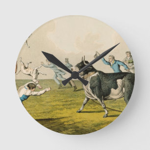 'Bull Baiting', pub. by Thomas McLean, 1820, (prin Round Clock